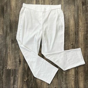NWT!! J. Jill Linen Stretch White Pull-on Elastic Waist Trousers